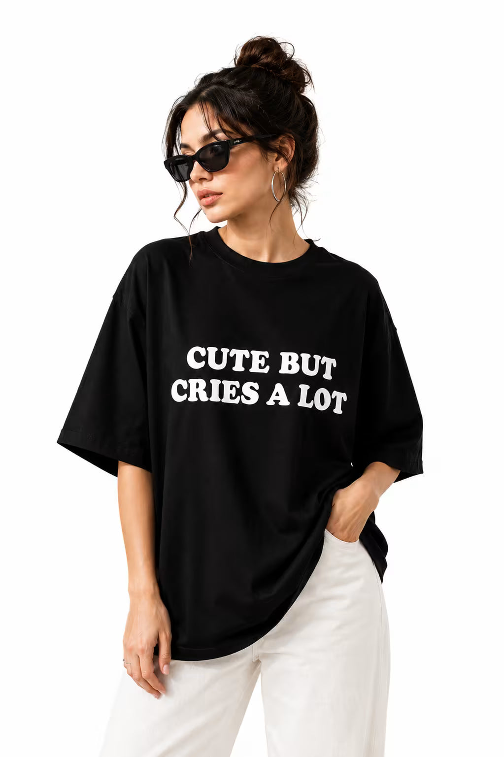 Cute But Cries A Lot Oversized Graphic T-Shirt