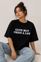 Cute But Cries A Lot Oversized Graphic T-Shirt