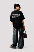 Yoga & Tequila Oversized Graphic T-Shirt – Black