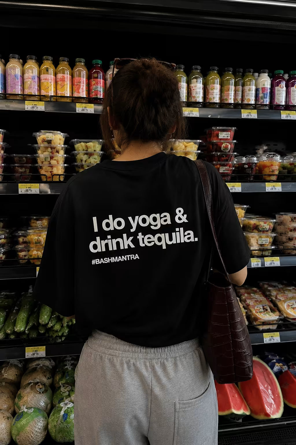 Yoga & Tequila Oversized Graphic T-Shirt – Black