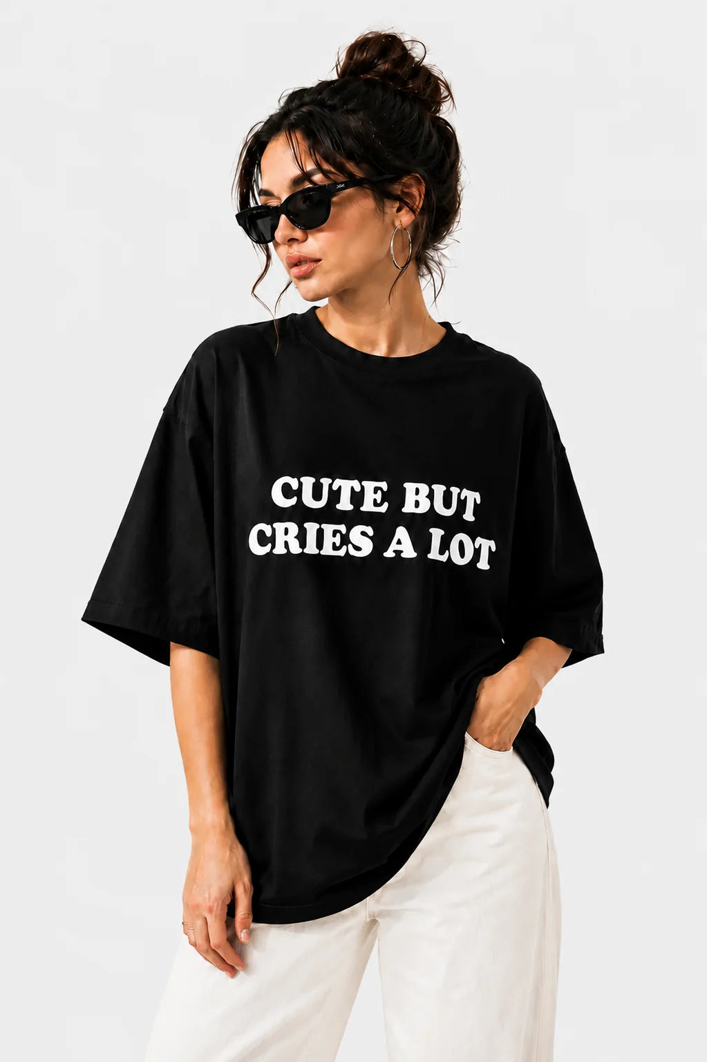 Cute But Cries A Lot Oversized Graphic T-Shirt