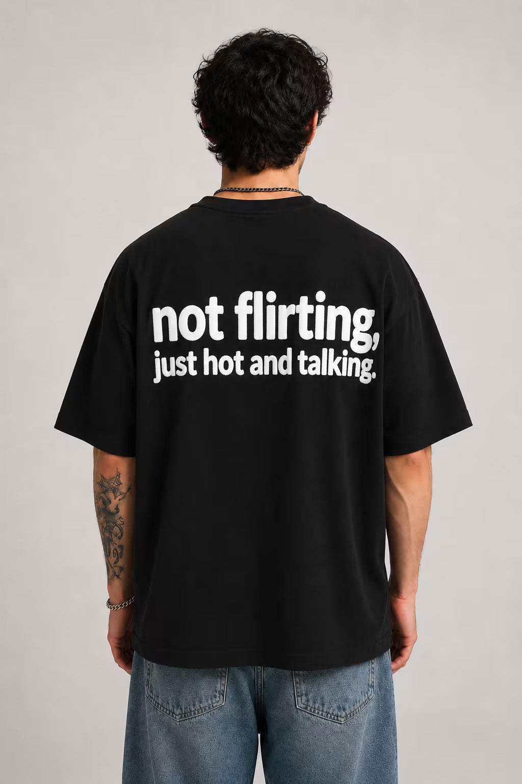 Not Flirting Oversized Graphic T-Shirt – Black