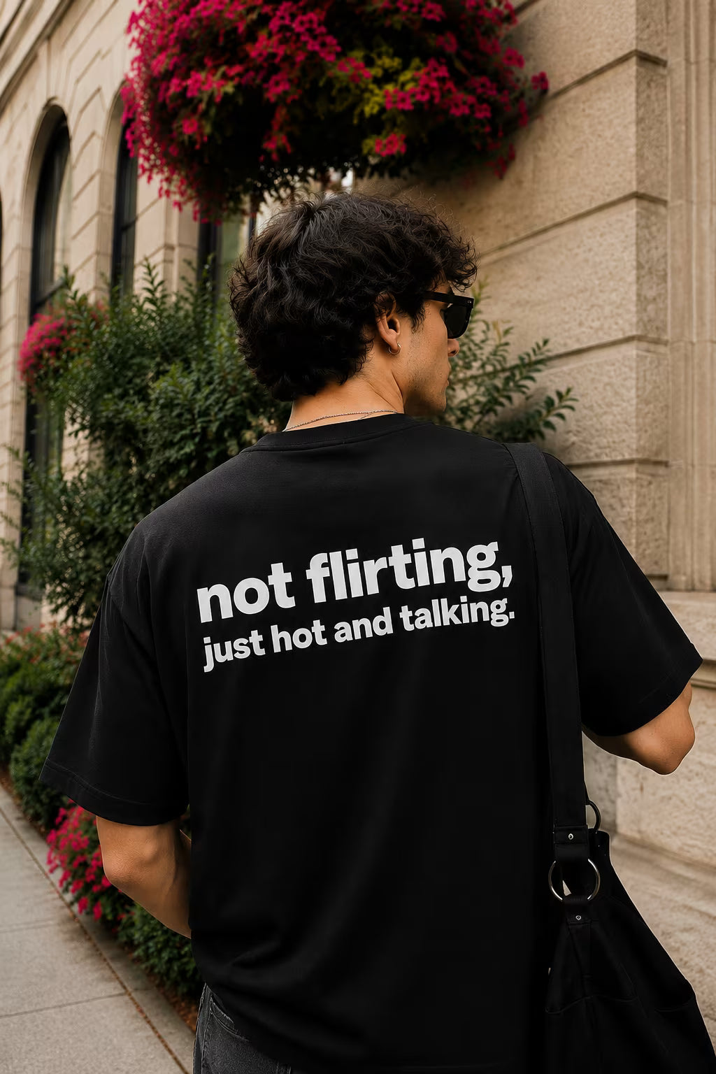 Not Flirting Oversized Graphic T-Shirt – Black