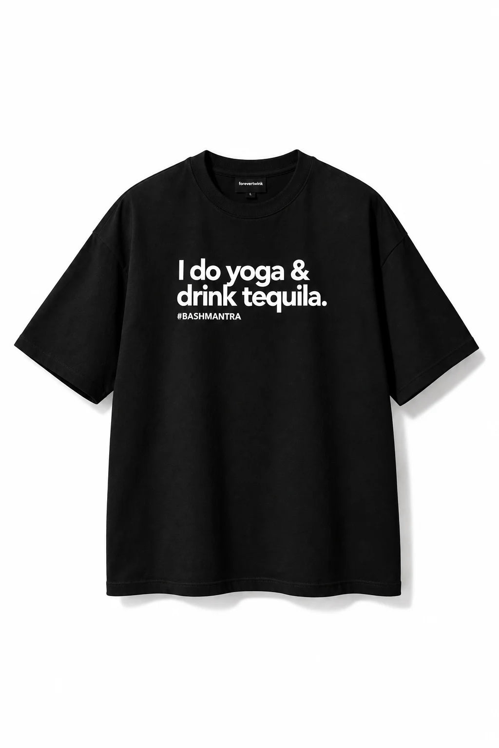 Yoga & Tequila Oversized Graphic T-Shirt – Black
